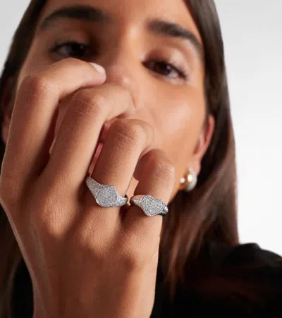 Yvonne Léon Mini 9kt White Gold Ring With Diamonds In White