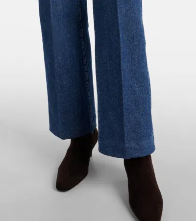 Frame Womens Palazzo Patch-pockets Wide-leg High-rise Stretch-organic-denim Blend Jeans Cursive