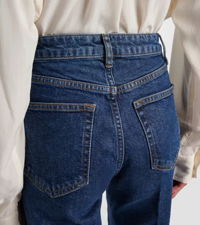 Frame Womens Palazzo Patch-pockets Wide-leg High-rise Stretch-organic-denim Blend Jeans Cursive