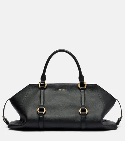 Alexander Mcqueen Mcqueen Medium Farringdon Leather Satchel In Black