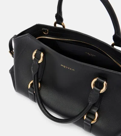 Alexander Mcqueen Mcqueen Medium Farringdon Leather Satchel In Black