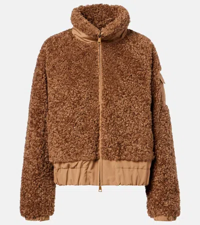 Moncler Coligny Shell-trimmed Fleece Down Jacket In Brown
