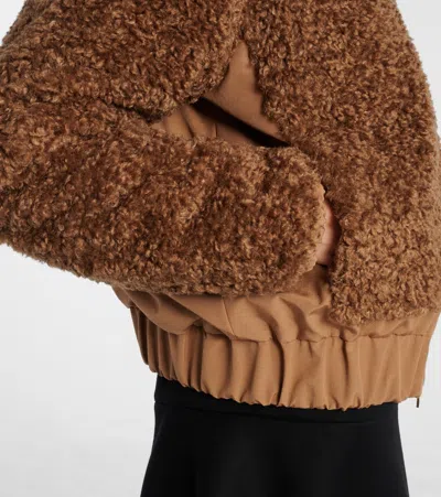 Moncler Coligny Shell-trimmed Fleece Down Jacket In Brown