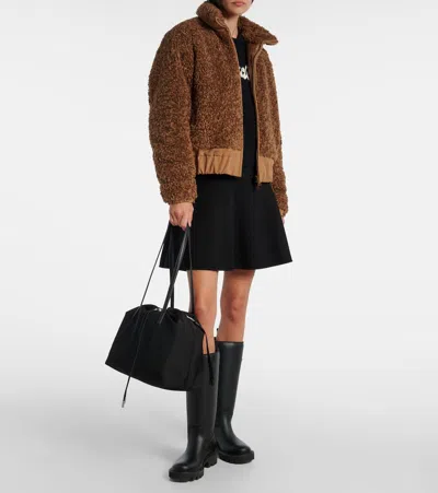 Moncler Coligny Shell-trimmed Fleece Down Jacket In Brown