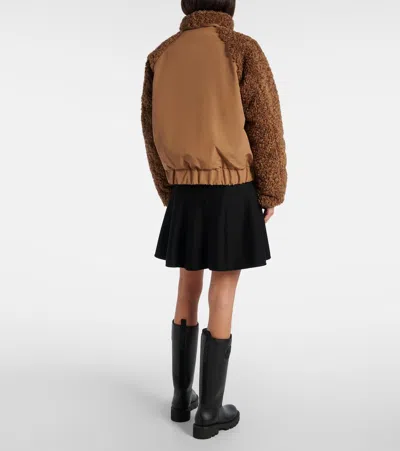 Moncler Coligny Shell-trimmed Fleece Down Jacket In Brown