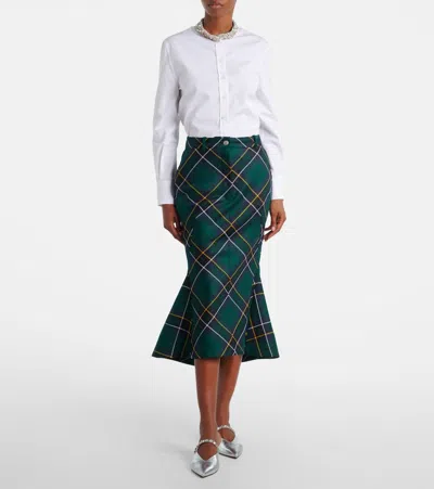 Alexander Mcqueen Alexander Mc Queen Flared Skirt In Wool Tartan In Green