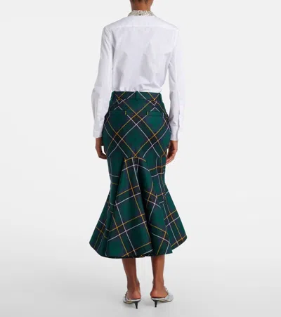 Alexander Mcqueen Alexander Mc Queen Flared Skirt In Wool Tartan In Green