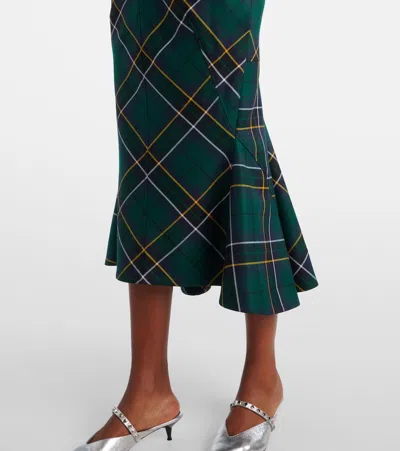 Alexander Mcqueen Alexander Mc Queen Flared Skirt In Wool Tartan In Green