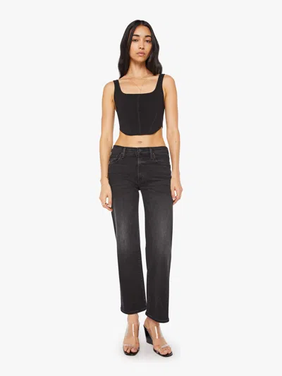 Mother The Mid Rise Rambler Zip Flood Jeans In Spiked Hair Art Flair In Black