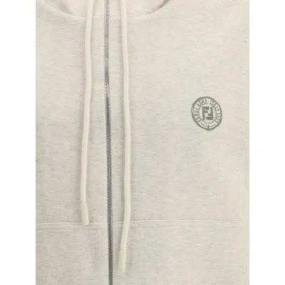 Fendi Felpa In Misto Cotone Stretch Crema Mealngè  Uomo In Multi