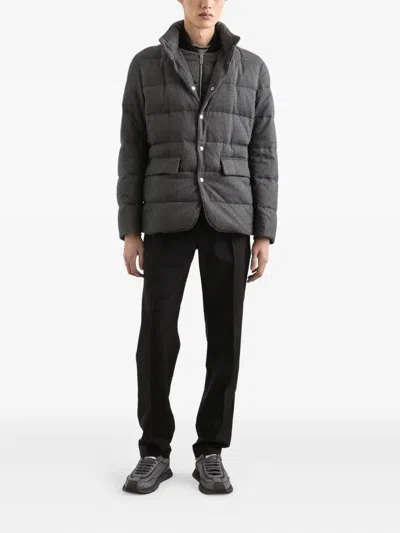 Dolce & Gabbana Quilted Down Jacket In Gray