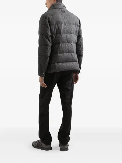 Dolce & Gabbana Quilted Down Jacket In Gray