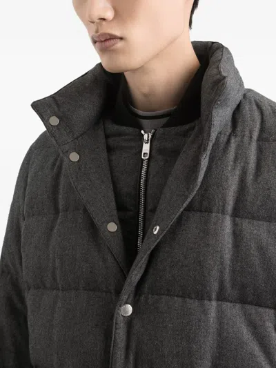 Dolce & Gabbana Quilted Down Jacket In Gray