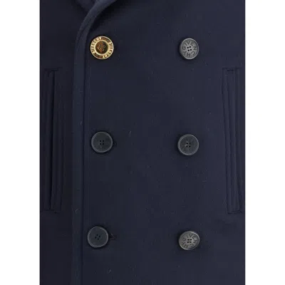Givenchy Men Double-breasted Coat In Blue