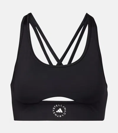 Adidas By Stella Mccartney Logo Padded Sports Bra In Black