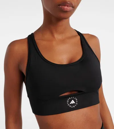 Adidas By Stella Mccartney Logo Padded Sports Bra In Black