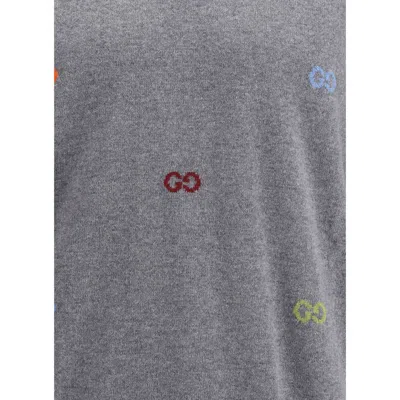 Gucci Men Long Sleeve Crew-neck Cashmere Sweater In Gray
