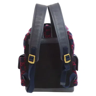 Pre-owned Gucci Navy Red Color Wool Backpack ()
