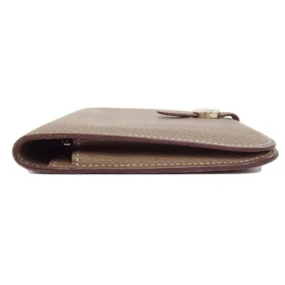 Pre-owned Hermes Etoupe Gray Togo Leather Long Wallet (bi-fold) ()
