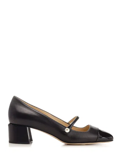 Jimmy Choo Elisa 45' Black Pumps With Pearl Detail In Patent Leather In Black