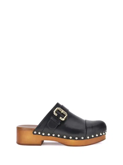 Chloé Chloè Jeannette Leather Clogs In Black
