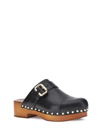Chloé Chloè Jeannette Leather Clogs In Black