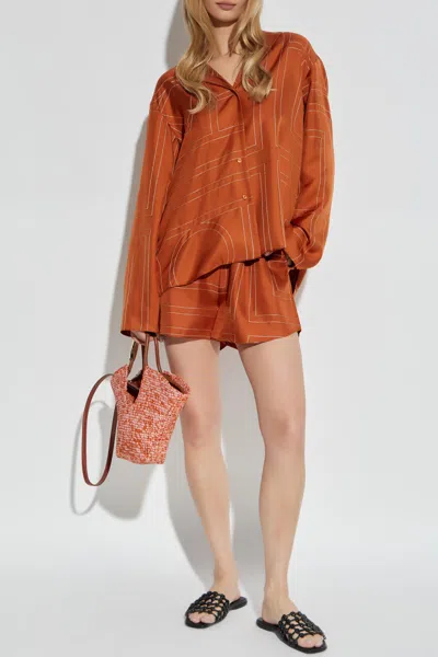 Totême Toteme Women Monogram Silk Shirt In Brown