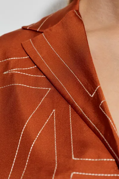 Totême Toteme Women Monogram Silk Shirt In Brown