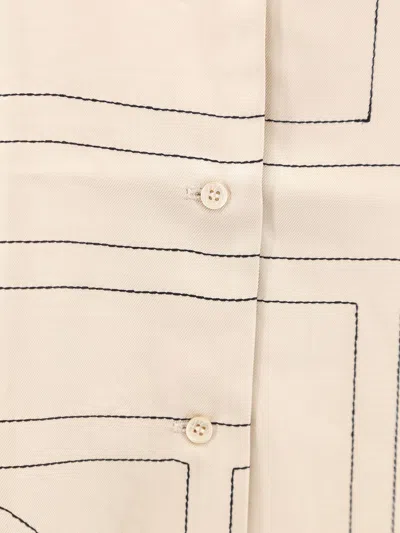 Totême Toteme Monogram Embroidered Pajama Pants In Neutral