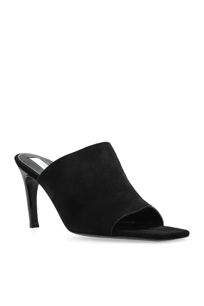 Totême Sculpted Heel Suede Mules With Toe Strap In Animal Print