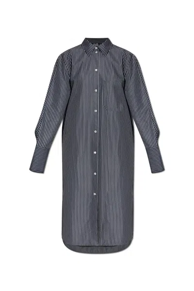 Totême Toteme Women Striped Kimono-sleeve Shirtdress In Gray
