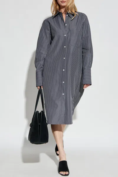 Totême Toteme Women Striped Kimono-sleeve Shirtdress In Gray