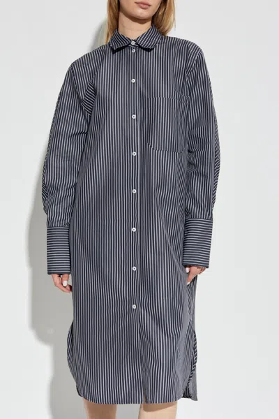 Totême Toteme Women Striped Kimono-sleeve Shirtdress In Gray