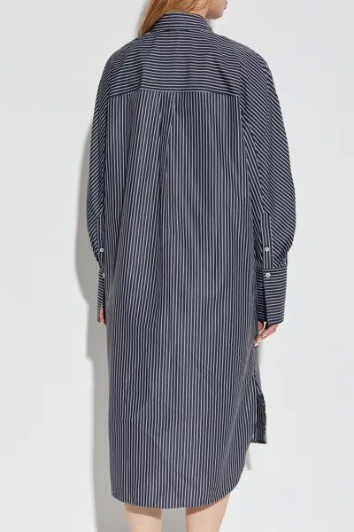 Totême Toteme Women Striped Kimono-sleeve Shirtdress In Gray