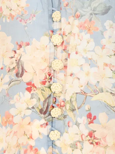 Zimmermann Cascadian Billowed Ramie Shirt In Multi