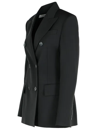 Sportmax Double-breasted Brown Wool Jacket In Black