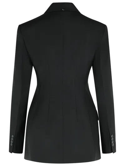Sportmax Double-breasted Brown Wool Jacket In Black