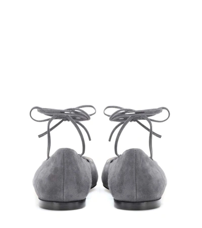 Shop Gianvito Rossi Femi Suede Ballerinas In Grey