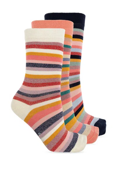 Paul Smith Three-pack Of Cotton Socks With Lurex Thread In Multi