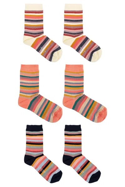 Paul Smith Three-pack Of Cotton Socks With Lurex Thread In Multi