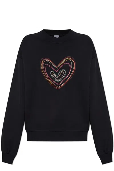 Ps By Paul Smith Ps Paul Smith Swirl Heart Cotton Sweatshirt In Black