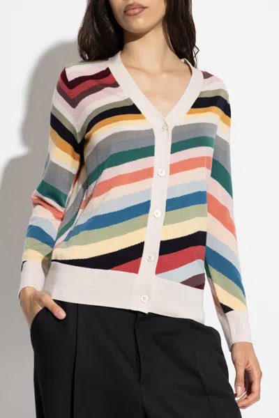 Ps By Paul Smith Ps Paul Smith Striped Wool Cardigan In Multi