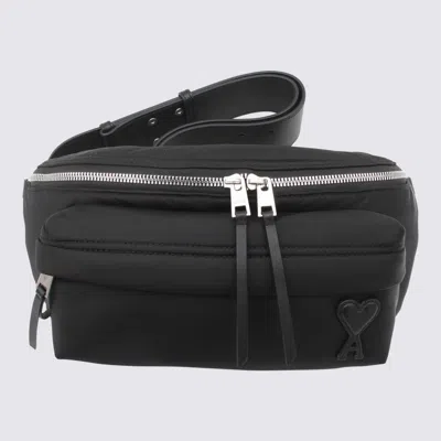 Ami Alexandre Mattiussi Shoulder Bag With Adjustable Strap And Front Pocket In Black