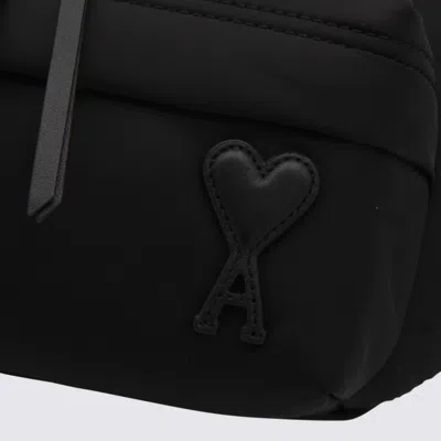 Ami Alexandre Mattiussi Shoulder Bag With Adjustable Strap And Front Pocket In Black
