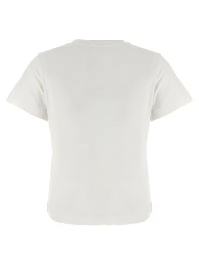 Moncler Cotton T Shirt With Embroidered Cursive Logo In White