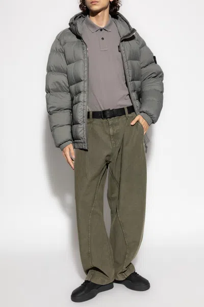 Stone Island Crickle Reps Hooded Down Jacket In Gray