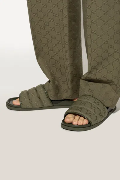 Gucci Green Shoes Sandals In Gray