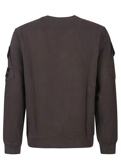 Stone Island Logo Crewneck Sweatshirt In Brown