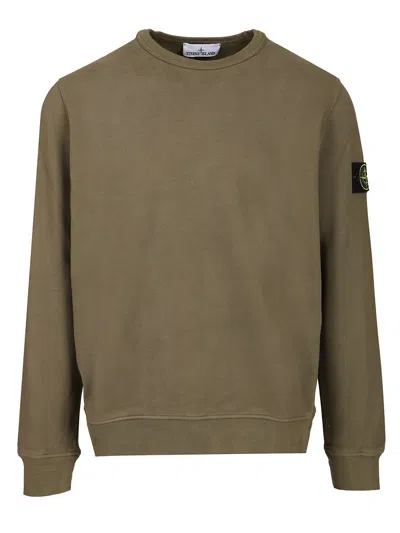 Stone Island Crew Neck Sweater Ribbed Cuffs In Animal Print