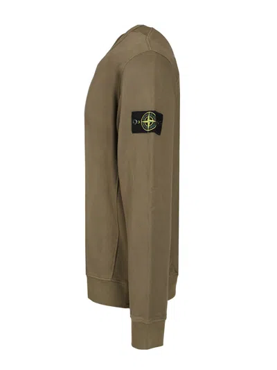 Stone Island Crew Neck Sweater Ribbed Cuffs In Animal Print